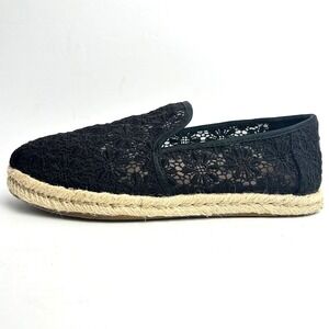 TOMS Black Lace Espadrille Slip On Casual Shoes Women's‎ Size 5.5